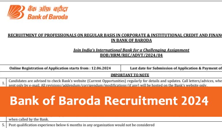 Bank of Baroda Recruitment 2024