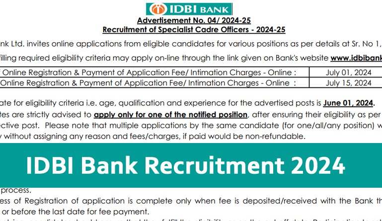 IDBI Bank Recruitment 2024