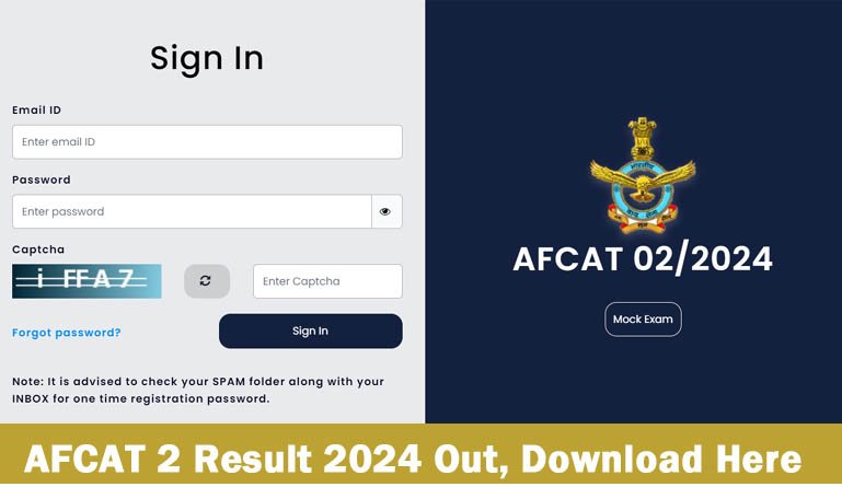 AFCAT 2 Result 2024